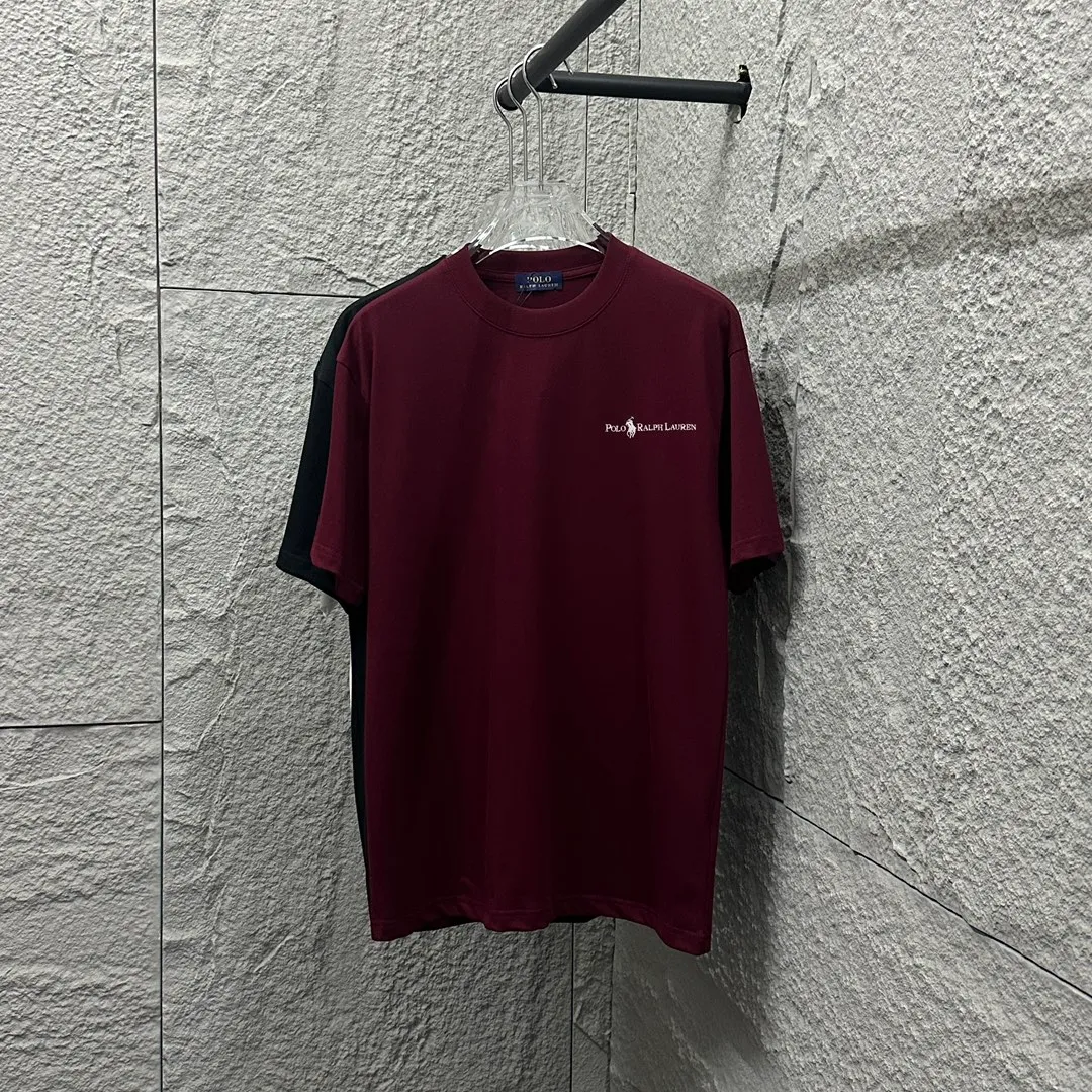 🅿️180 Polo* Ralph Lauren 2025 spring and summer new style Classic letter pony embroidery Customized double yarn plain cotton fabric Short-sleeved T-shirt Unisex Color: Black White Angora Red Size: S (90-130 pounds) M (120-150 pounds) L (140-165 pounds) XL (160-180 pounds) XXL (180-210 pounds)
